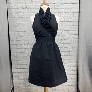 Lulakate Black Halter Ruffle Neck Fit & Flare A-Line Mini Dress Size 14